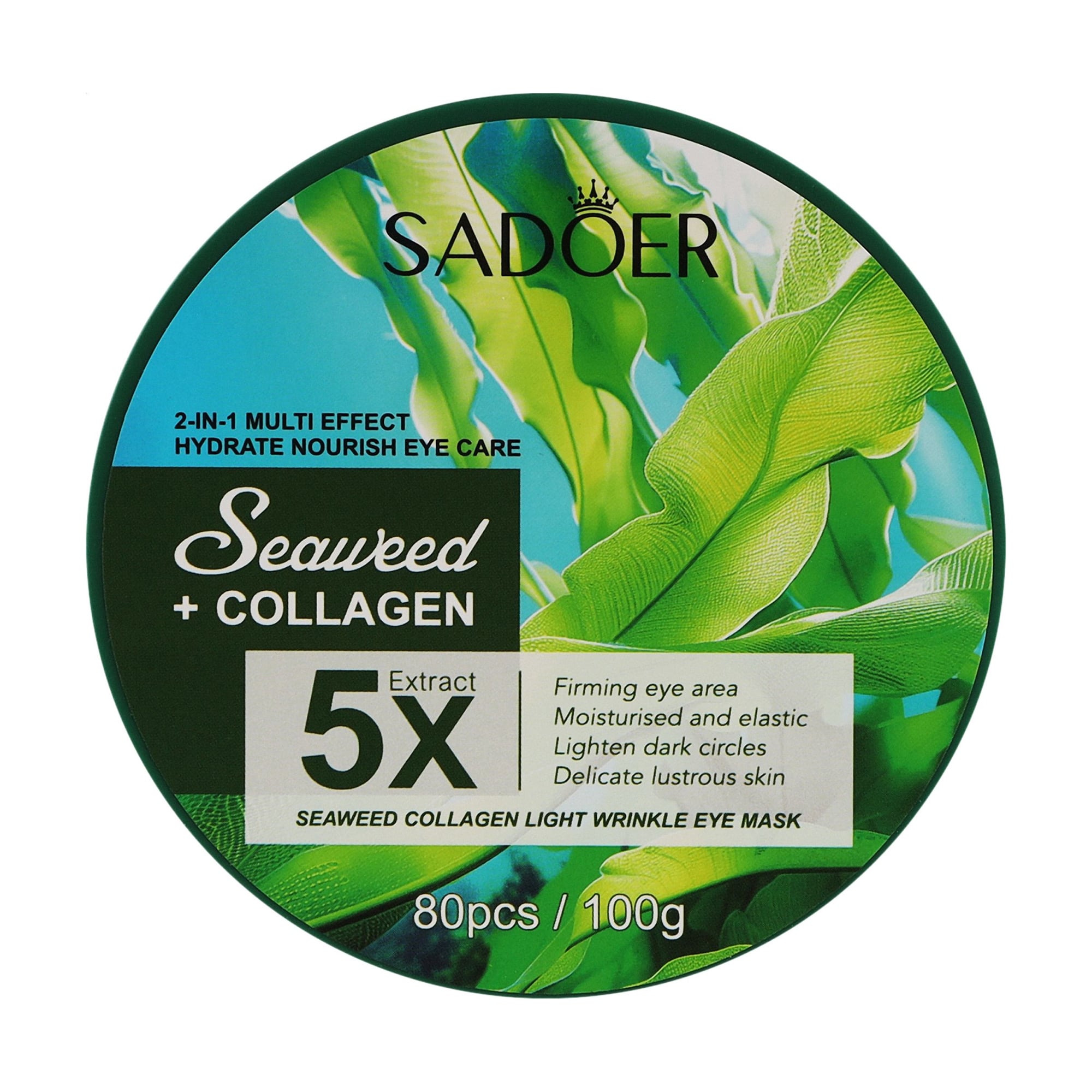 Гідрогелеві патчі для шкіри навколо очей Sadoer 5X Seaweed Collagen Light Wrinkle Eye Mask з екстрактом водоростей та колагеном, 80 шт