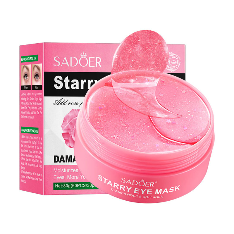 Гідрогелеві патчі для шкіри навколо очей Sadoer Damask Rose &amp; Collagen Starry Eye Mask з екстрактом троянди, 80 г, 60 шт
